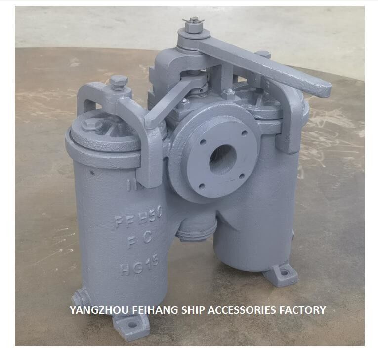 Filtri olio duplex per costruzioni navali 5A-50A JIS F7208 (tipo H) Cartuccia filtrante in ghisa con corpo in acciaio inossidabile