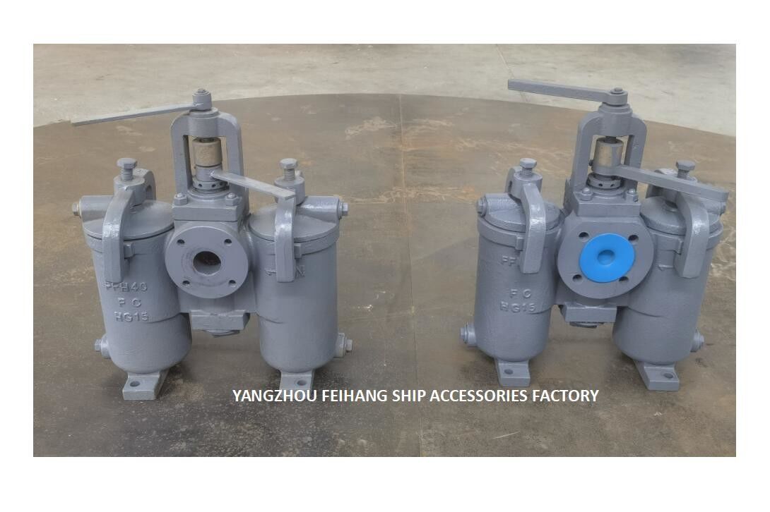 Filtri olio duplex per costruzioni navali 5A-50A JIS F7208 (tipo H) Cartuccia filtrante in ghisa con corpo in acciaio inossidabile
