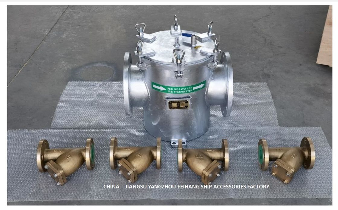 Il filtro principale Cb/T497-2012 dall'acqua di mare di Dn250 pricipalmente consiste dei tubi di collegamento, i tubi principali, i canestri del filtro, flange,