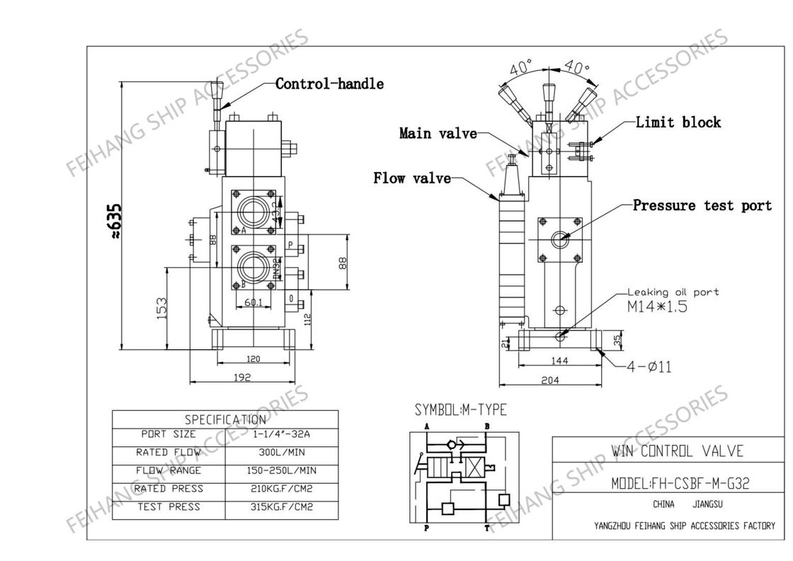 Valvole di controllo idrauliche CSBF-G32 Valvole manuali di controllo del flusso proporzionale per navi