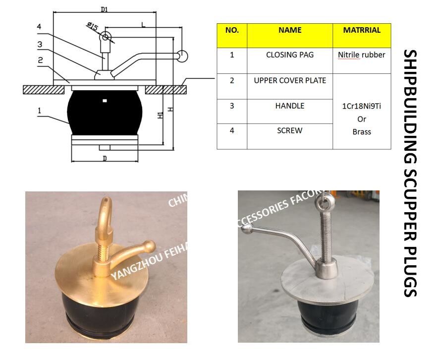 IMPA232486 50N-125 DECK SCUPPER PLUG, GUTTER PLUG-YANGZHO FEIHANG Fabbrica di accessori per navi