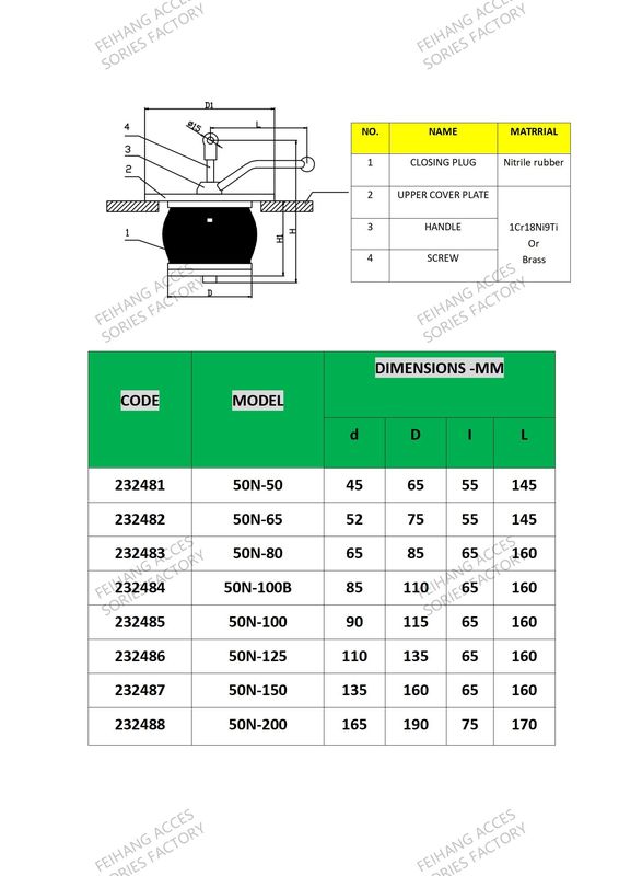 IMPA232481 50N-50 DECK SCUPPER PLUG, GUTTER PLUG-YANGZHO FEIHANG Fabbrica di accessori per navi