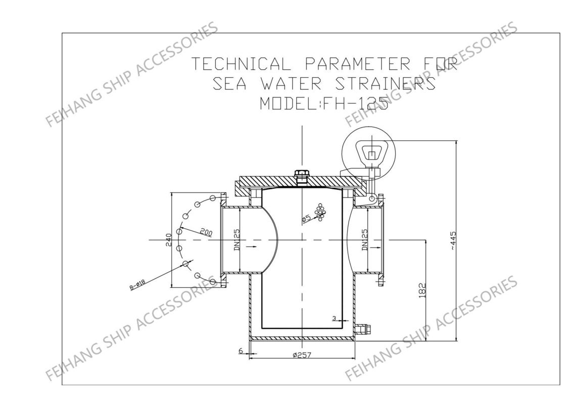 Acqua di mare Modello di acqua grossolana As125 Cb/T497 Filtro con elemento di maglia in acciaio inossidabile per nave