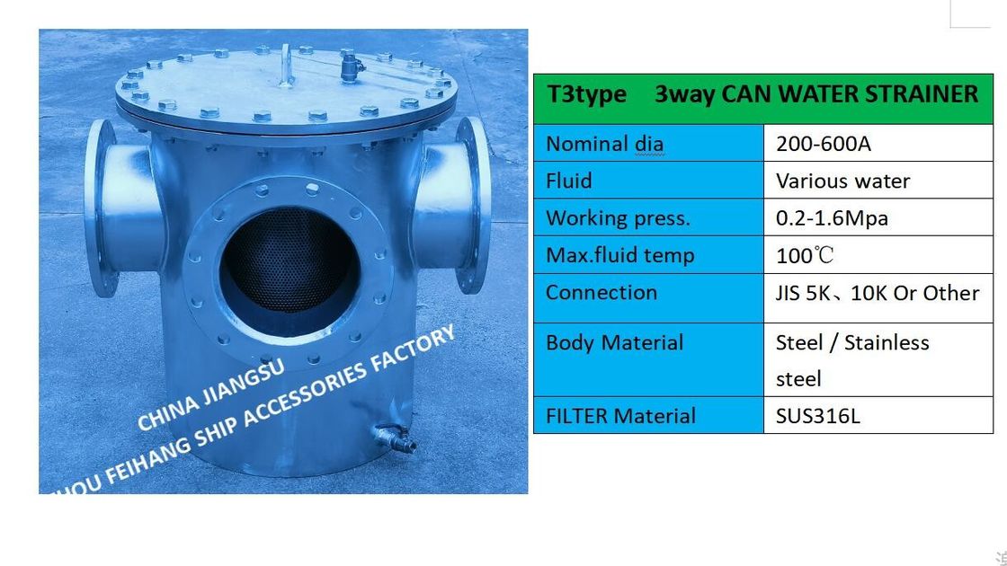 Acciaio inossidabile tipo 3 3Ways può filtrare l'acqua Flanged Design 5K o 10K Hot Galvanized / Epoxy Paint