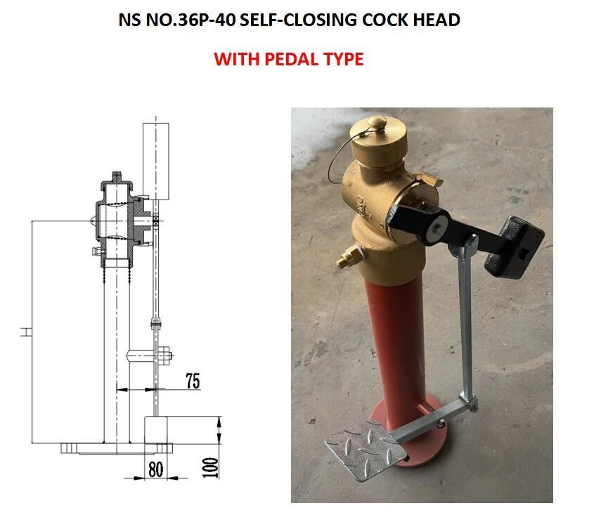 NS N.O.36P-40 Testa a cocco autochiusa con pedale tipo BRONZO, facile da usare