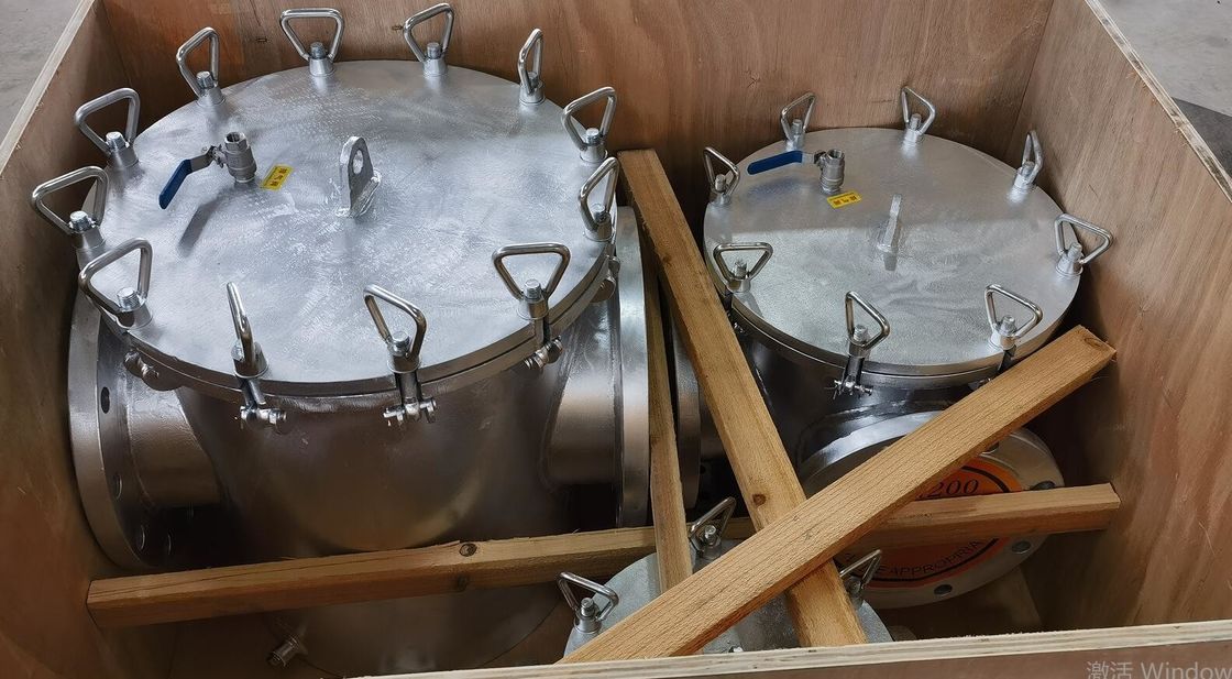Modello di filtro per acqua grossolana marino AS250 CB/T497 corpo galvanizzato in acciaio al carbonio, cartuccia filtro in acciaio inossidabile, mesh-8mm