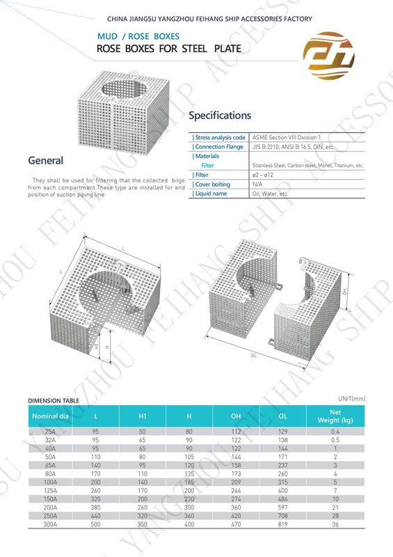 Filtro Rose Box Marine per linea di sosta FH-100A JIS F7206 Mesh-10mm