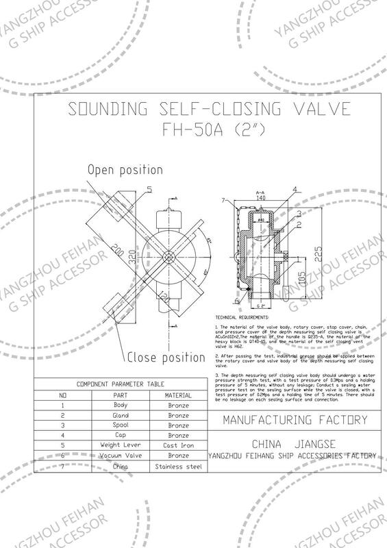 FH-50A CB/T3778-99 Valvola di chiusura automatica di sondaggio marino e estremità a filo di cocco di sondaggio