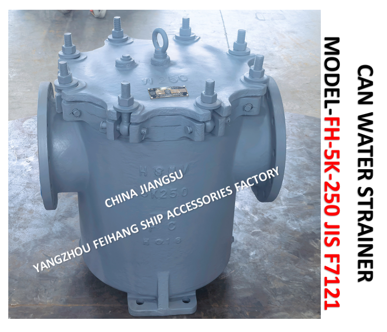 JIS FH-5K-250A CAN WATER FILTER (JIS F7121) SIZE:FACE TO FACE 680MM, OD-385MM,PCD-345MM,BOLT 12*23MMBODY-CAST IRON FILTER-STAINLESS STEEL